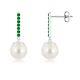8MM Freshwater Pearl and Emerald Bar Drop Earrings in 925 Sterling Silver