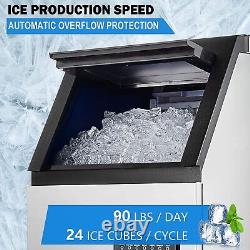 90lb Built-in Commercial Ice Maker Stainless Steel Bar Restaurant Cube Machine