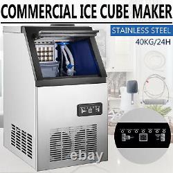 90lbs Built-In Commercial Ice Maker Undercounter Freestand Bar Ice Cube Machine