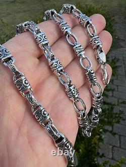 925 Sterling Silver 7mm Tribal Hawaiian Rolo Bar Link Chain Necklace Or Bracelet