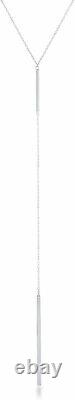 925 Sterling Silver Italian Bar with Hanging Bar Lariat 18 Y Necklace for Women