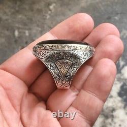 925 Sterling Silver Mens Ring Big Heavy Statement Jewelry Black Onyx Handmade
