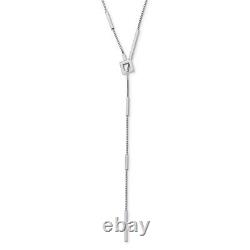 925 Sterling Silver Rhod Plat Bar Toggle Adjustable Chain Necklace Pendant