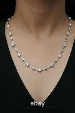 925 Sterling Silver Tennis Necklace White Round Four Bar Delicate Wedding Cz-Cls