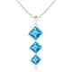 ANGARA Bar-Set Square Swiss Blue Topaz Three Stone Pendant Necklace in Silver