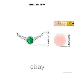 ANGARA Vintage Inspired Emerald and Diamond Curved Bar Pendant in Silver