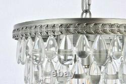 Antique Silver Crystal Chandelier Pendant Lighting Ceiling Fixture 3 Light 16