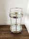 Antique Silver Leaf Metal Small Round Drinks/Bar Trolley