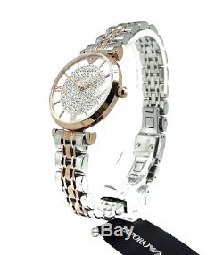 Armani Womens Ar1926 Gianni T-bar Rose Gold/silver Two Tone Watch, Coa, Rrp £349