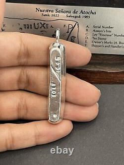 Atocha Shipwreck Solid Silver Bar Pendant C/w Certificate