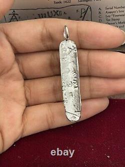 Atocha Shipwreck Solid Silver Bar Pendant C/w Certificate