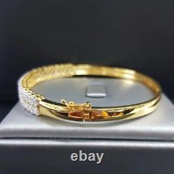 Bangle Bracelet 4.50CT Round Good Cut Moissanite Women's 14K Yellow Gold Plated