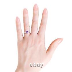 Bar-Set Solitaire Round Amethyst Bypass Ring in Silver (6mm Amethyst) Size 6