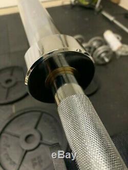 Barbell Olympic Bar Chrome 7ft x 2inch! Includes 2 Steel Clips