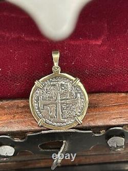 Beautiful Atocha Silver Coin Pendant In 14kt Gold Bezel Made From Atocha Bars