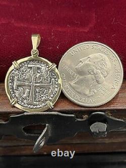 Beautiful Atocha Silver Coin Pendant In 14kt Gold Bezel Made From Atocha Bars