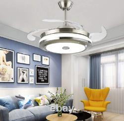 Bluetooth Music Player 42'' Invisible Ceiling Fan Light LED Chandelier Remote