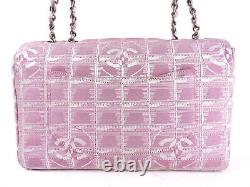 CHANEL New Travel Line Chocolate Bar Chain Shoulder Bag Nylon Pink A15285 V-3777