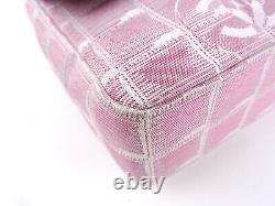 CHANEL New Travel Line Chocolate Bar Chain Shoulder Bag Nylon Pink A15285 V-3777