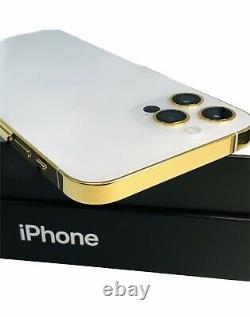CUSTOM 24K Gold Plated Apple iPhone 12 Pro 512 GB Silver Unlocked CDMA GSM