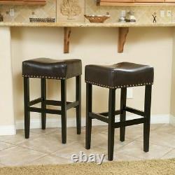 Chantal Backless Leather Counter and Bar Stool, Set of 2