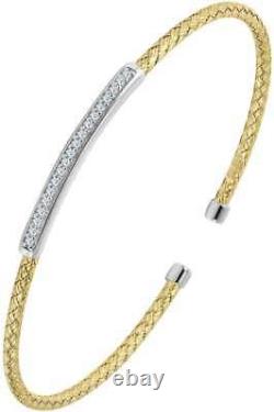 Charles Garnier Kate Gold-Plated Sterling Silver Woven CZ Bar Cuff Bracelet