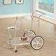 Chrome Glass Metal Beverage Cart Serving Bar Rolling Wine Storage Portable Party