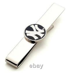 Classic New York Yankees Symbol Men's Sports 925 Solid Silver Tie Clips & Bar