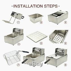 Commercial Electric Countertop Deep Fryer French Fry Bar Restaurant Tank Basket