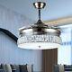Crystal Invisible Silver Ceiling Fan Light Dining Room Muted Fan Light 36