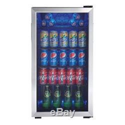 Danby 120 Can Beverage Center Soda Beer Bar Mini Fridge Cooler, Stainless Steel
