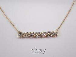 Diamond Pendant 0.50Ct Round Cut Twisted Bar 14K Yellow Gold Over 18 Free Chain