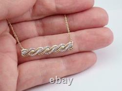Diamond Pendant 0.50Ct Round Cut Twisted Bar 14K Yellow Gold Over 18 Free Chain