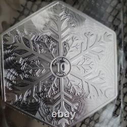 Elemental Mint Snowflake 10 oz 999 Fine Silver Hexagon Bar Sealed