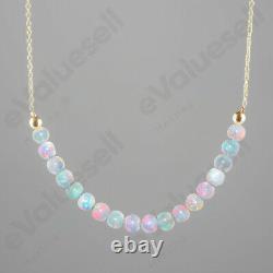 Ethiopian Opal Bar Necklace 925 Sterling Silver Gemstone Jewelry Women Gift 18