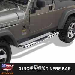 Fits 1987-2006 Jeep Wrangler TJ YJ 3 Nerf Bars Pair Set Side Step Running Board