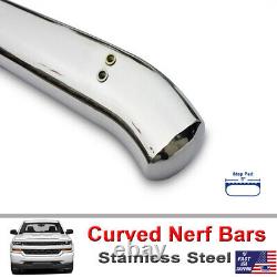 Fits 2019-2022 Chevy Silverado 1500 Crew Cab 5 Curved Bent Nerf Bars Side Steps