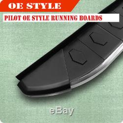 For 09-15 Honda Pilot Sport 6 Running Boards Rail Bar Side Step Silver & Black