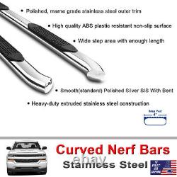 For 2003-2009 Dodge Ram 2500 3500 Quad Cab 4 Curved Chrome Nerf Bars Step Board