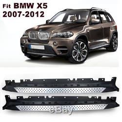 For 2007-2012 BMW X5 E70 Aluminum Side Step Bars Running Boards Pair Silver