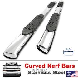 For 2015-2023 GMC CANYON Crew Cab Side Steps 4 Polished Oval Nerf Bars Boards