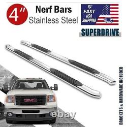 For 2019-2024 GMC Sierra 1500 Crew Cab 4 Polished Bent Nerf Bars Running Borads