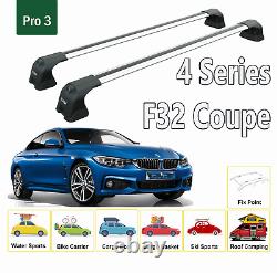 For BMW 4 F32 Coupe 2014-20 Roof Rack Cross Bars Metal Bracket Fix Point Alu Sil