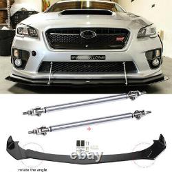 For Subaru WRX / STI Front Bumper Lip Spoiler Splitter Boby Kit+ Strut Rods Bars