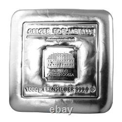 Geiger Edelmetalle 1 Kilo Silver Original Series Square Cast Bar New Sealed COA