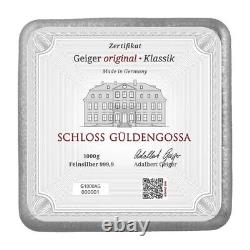 Geiger Edelmetalle 1 Kilo Silver Original Series Square Cast Bar New Sealed COA