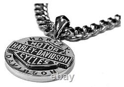Harley-Davidson Men's Stainless Steel Bar & Shield Circle Necklace HSN0041-22