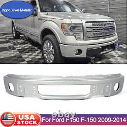 Ingot Silver Steel Bumper Face Bar Fascia for 09-14 Ford F150 F-150 with Fog Hole