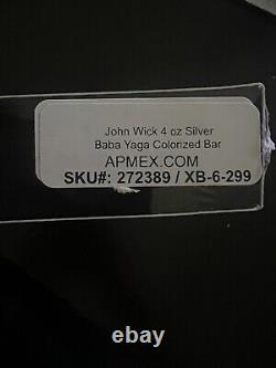 John Wick 4 oz Silver Baba Yaga Colorized Bar New Sealed Box Only 400 Minted