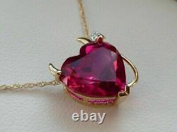 Lab-Created Red Ruby 2Ct Heart Cut Promise Pendant 14K Yellow Gold Silver Plated